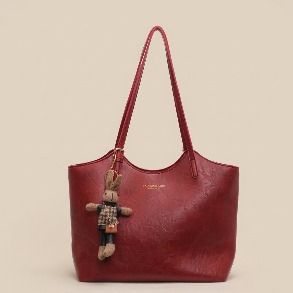 Effortless Tote Bag for Women Vegan-Leather Charm-Detail