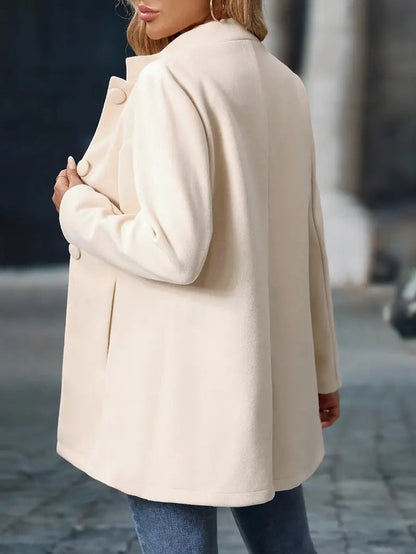 Elegant Longline Blazer Coat for Women Stand-Collar Button-Front