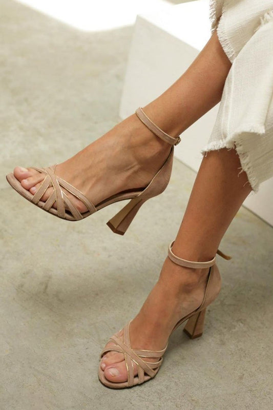 Stylish Strappy Heeled Sandals for Women Ankle-Strap Block-Heel