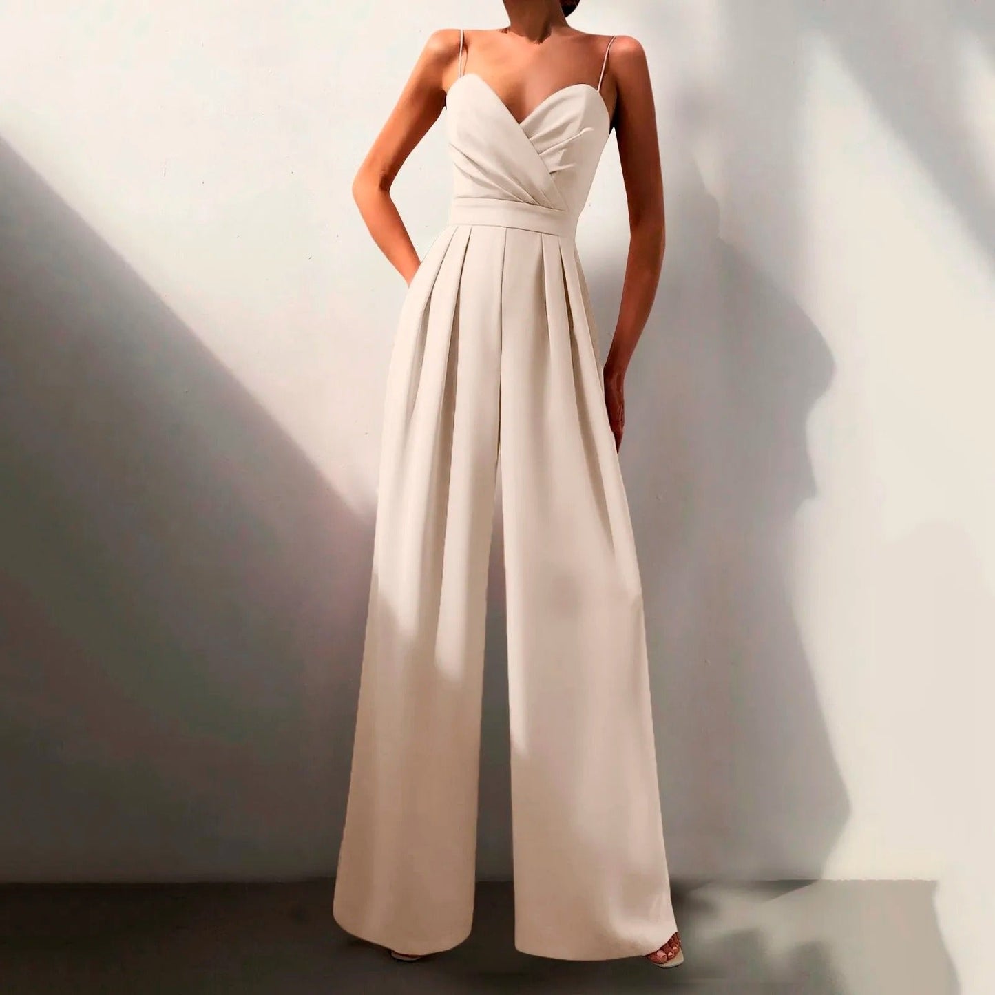 Elegant Jumpsuit for Women Sweetheart Spaghetti-Strap Wide-Leg