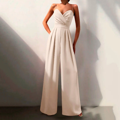 Elegant Jumpsuit for Women Sweetheart Spaghetti-Strap Wide-Leg
