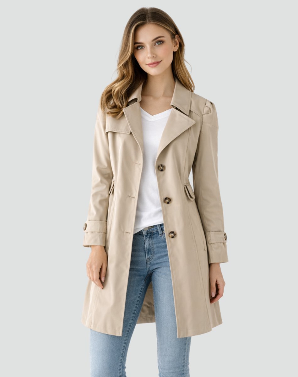 Elegant Trench Coat for Women Tailored Mid-Length Belted