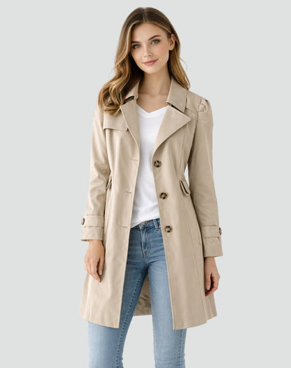 Elegant Trench Coat for Women Tailored Mid-Length Belted
