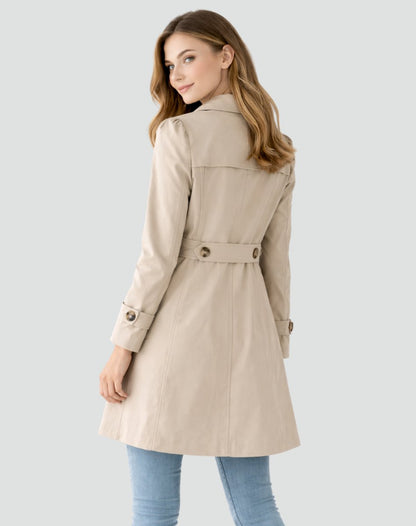 Elegant Trench Coat for Women Tailored Mid-Length Belted