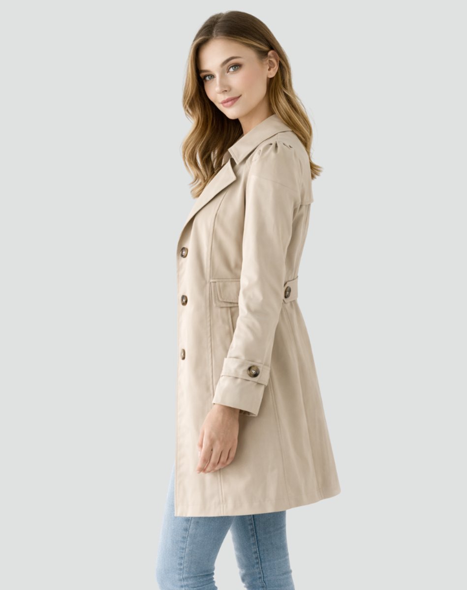Elegant Trench Coat for Women Tailored Mid-Length Belted
