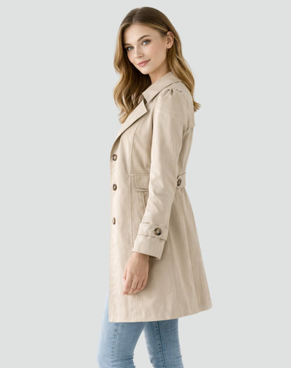 Elegant Trench Coat for Women Tailored Mid-Length Belted
