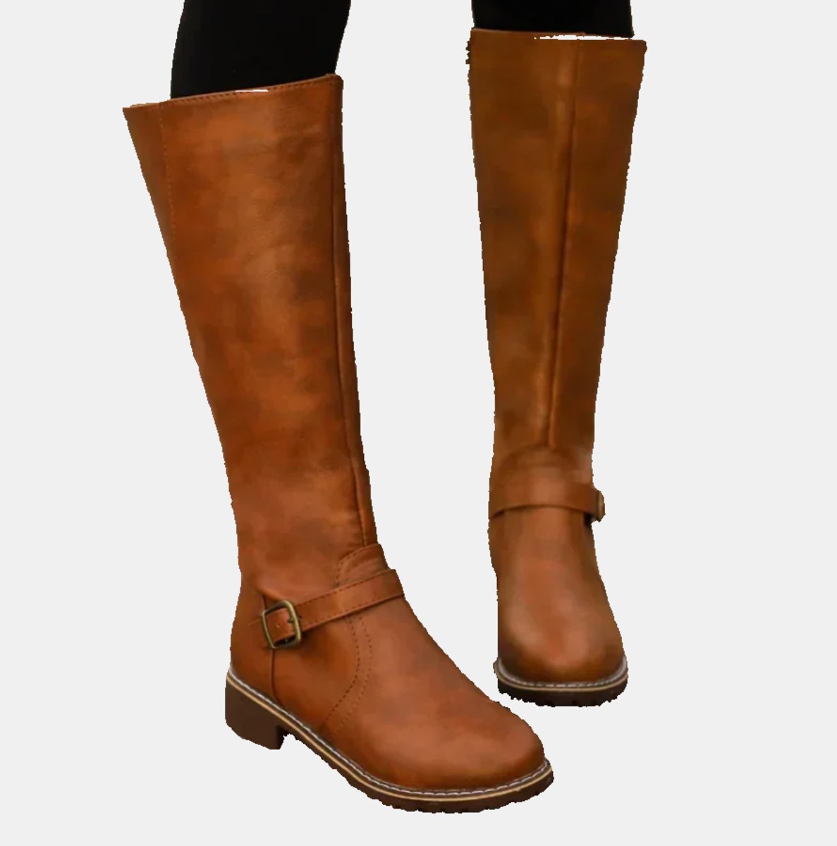 Elegant Knee-High Boots for Women Riding Buckle-Strap