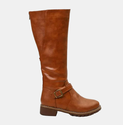 Elegant Knee-High Boots for Women Riding Buckle-Strap