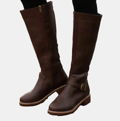 Elegant Knee-High Boots for Women Riding Buckle-Strap