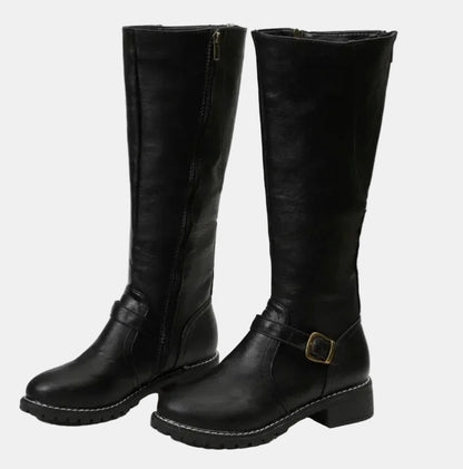 Elegant Knee-High Boots for Women Riding Buckle-Strap