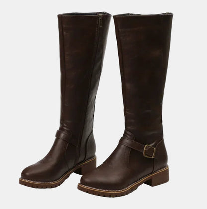 Elegant Knee-High Boots for Women Riding Buckle-Strap