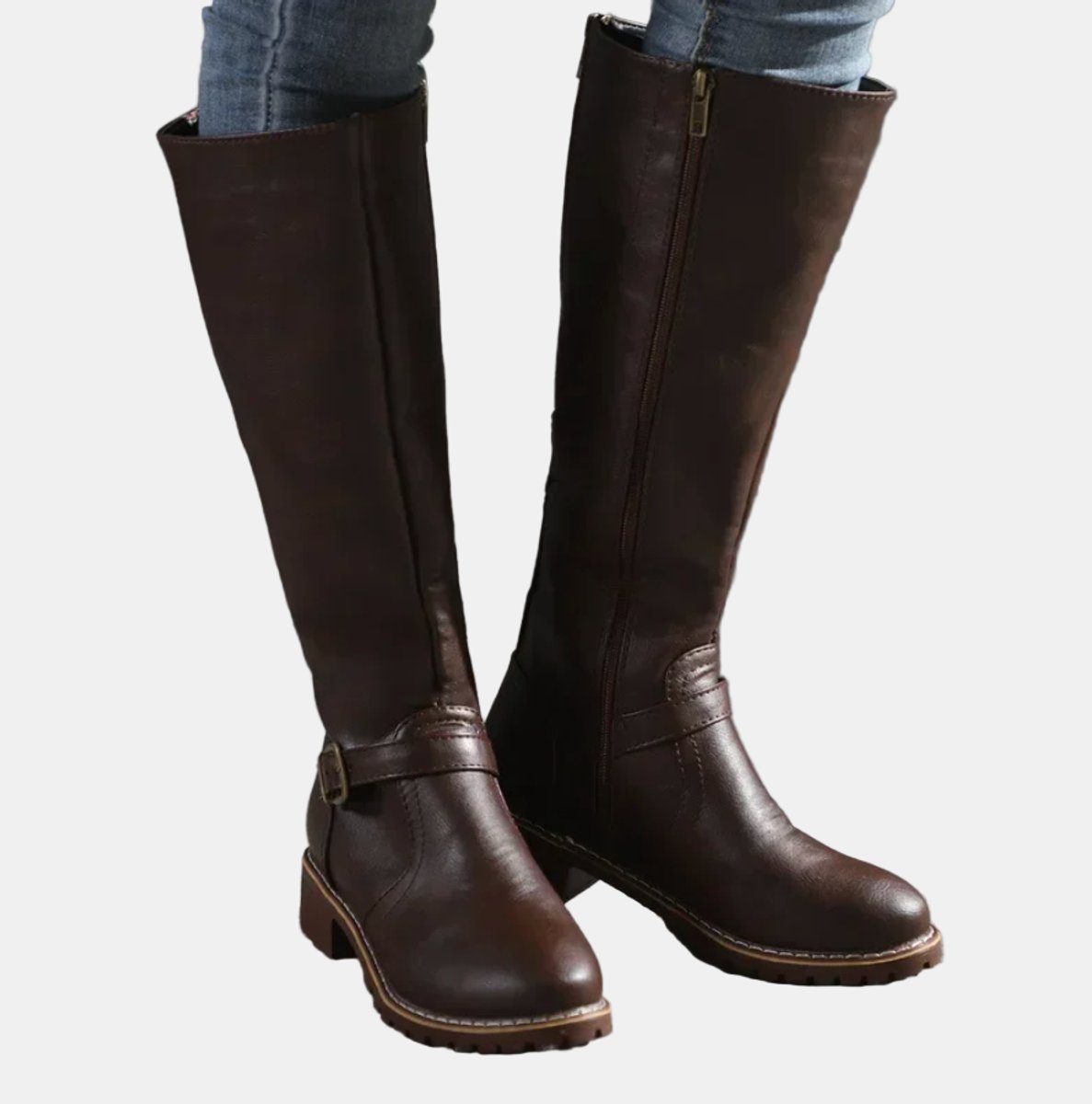 Elegant Knee-High Boots for Women Riding Buckle-Strap