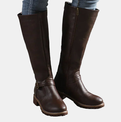 Elegant Knee-High Boots for Women Riding Buckle-Strap