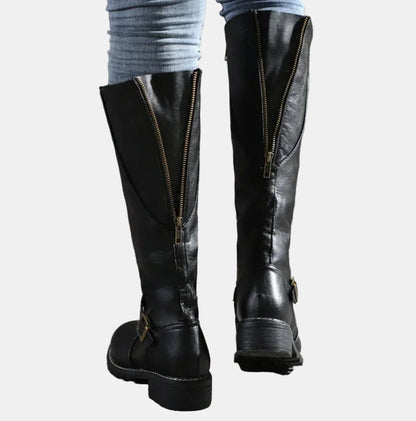 Elegant Knee-High Boots for Women Riding Buckle-Strap