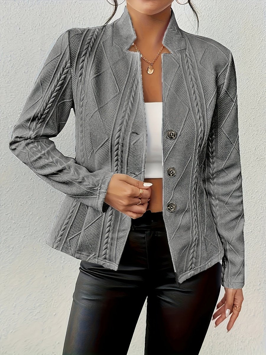 Stylish Cable-Knit Quilted Jacket for Women Open-Front Textured