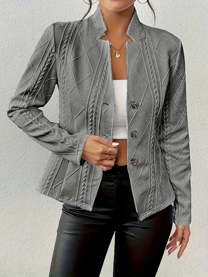 Stylish Cable-Knit Quilted Jacket for Women Open-Front Textured