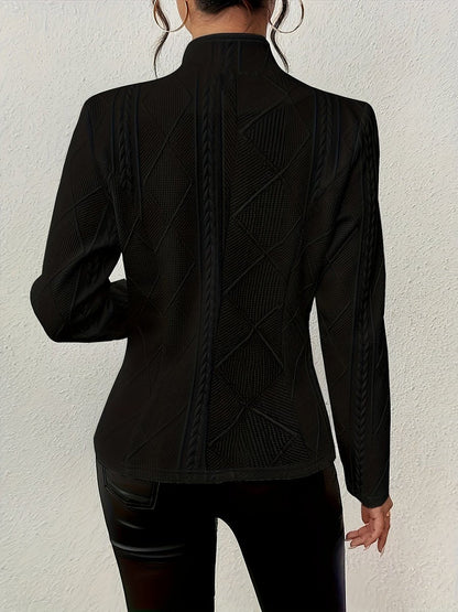Stylish Cable-Knit Quilted Jacket for Women Open-Front Textured