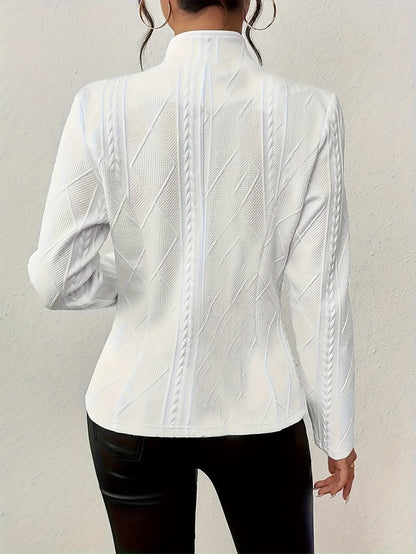 Stylish Cable-Knit Quilted Jacket for Women Open-Front Textured