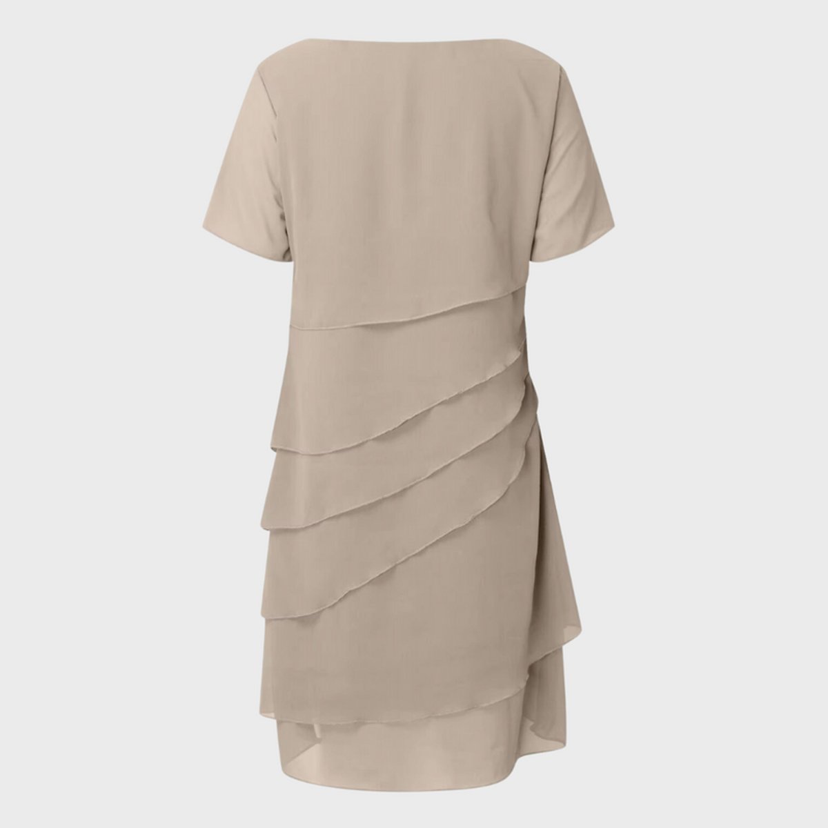 Elegant Midi Dress for Women Tiered Short-Sleeve