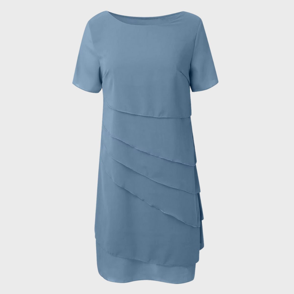 Elegant Midi Dress for Women Tiered Short-Sleeve