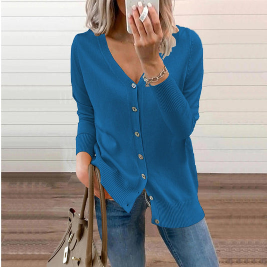 Stylish Cardigan for Women V-Neck Button-Front Long-Sleeve