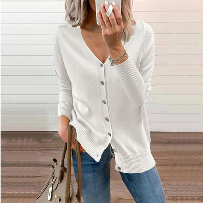 Stylish Cardigan for Women V-Neck Button-Front Long-Sleeve