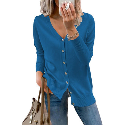 Stylish Cardigan for Women V-Neck Button-Front Long-Sleeve