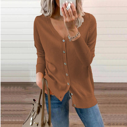 Stylish Cardigan for Women V-Neck Button-Front Long-Sleeve