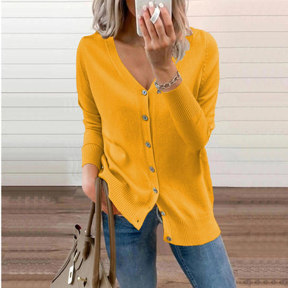 Stylish Cardigan for Women V-Neck Button-Front Long-Sleeve