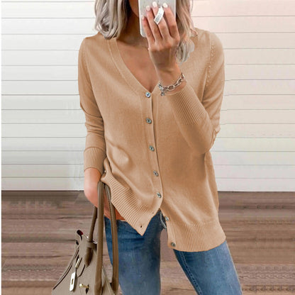 Stylish Cardigan for Women V-Neck Button-Front Long-Sleeve
