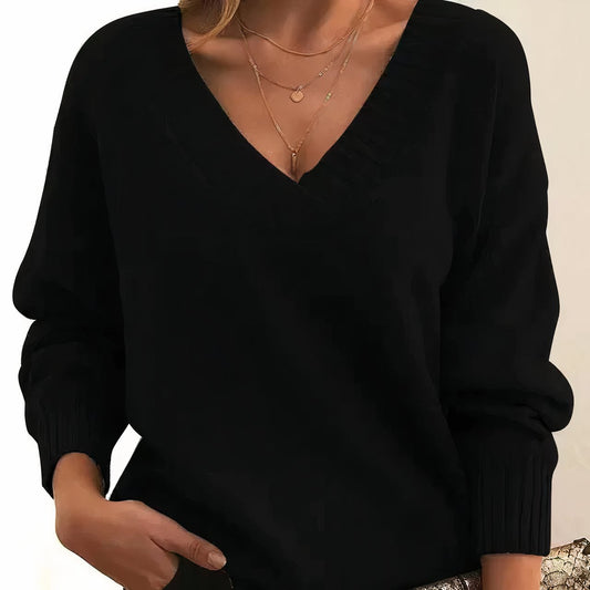 Elegant Sweater for Women V-Neck Long-Sleeve Knit