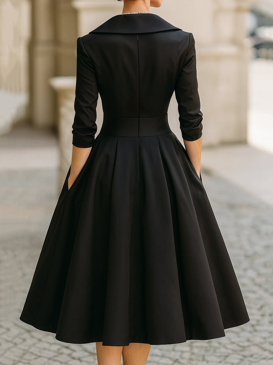 Elegant Midi Dress for Women Wrap Pleated-Skirt