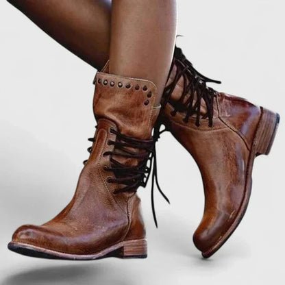 Stylish Knee-High Boots for Women Lace-Up Studded