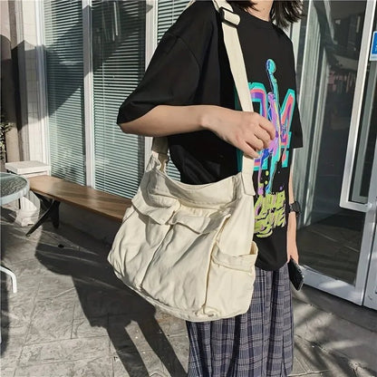 Effortless Shoulder Bag for Women Multi-Pocket Canvas