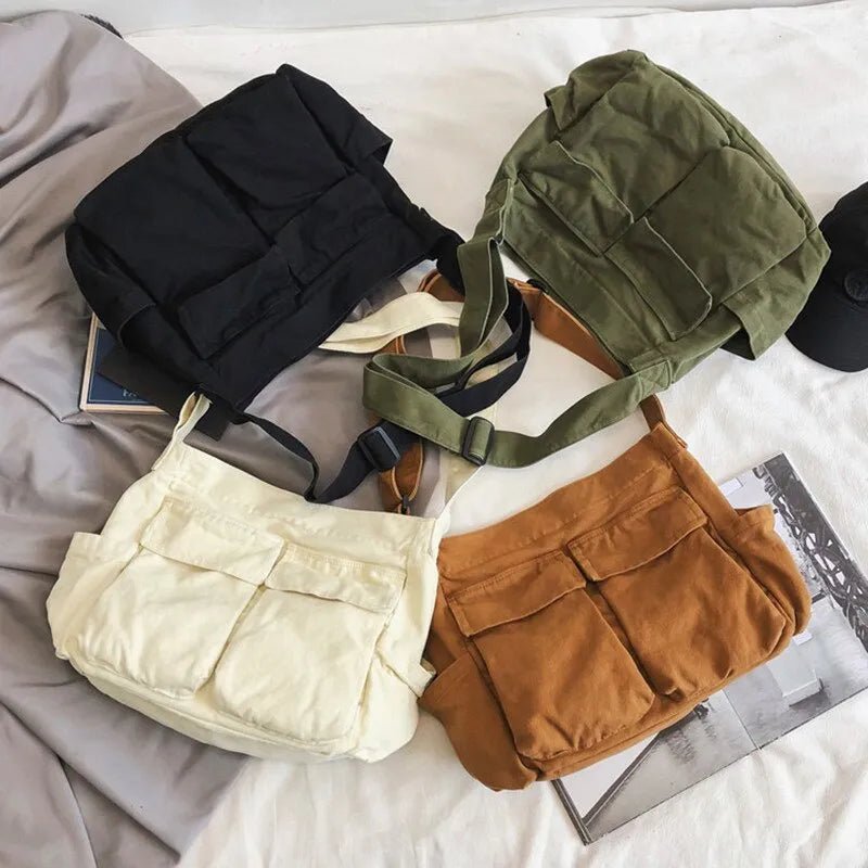 Effortless Shoulder Bag for Women Multi-Pocket Canvas