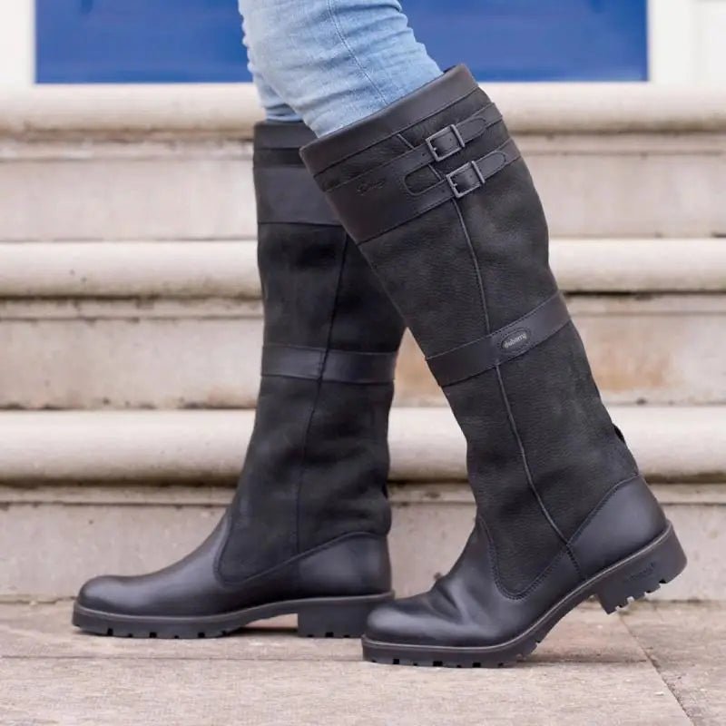 Comfortable Waterproof Knee-High Boots for Women Pull-On Leather