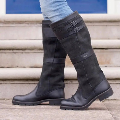 Comfortable Waterproof Knee-High Boots for Women Pull-On Leather