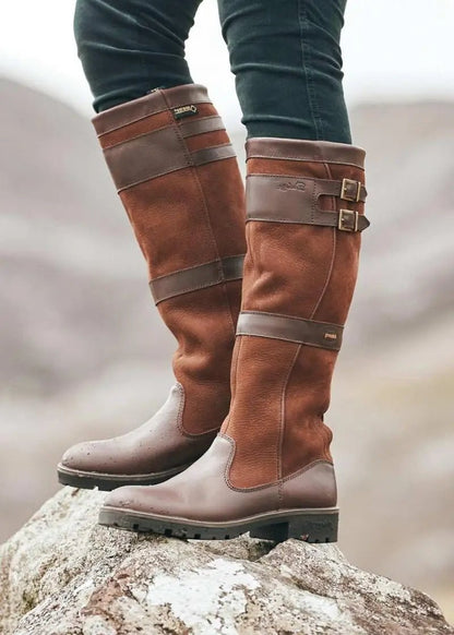 Comfortable Waterproof Knee-High Boots for Women Pull-On Leather