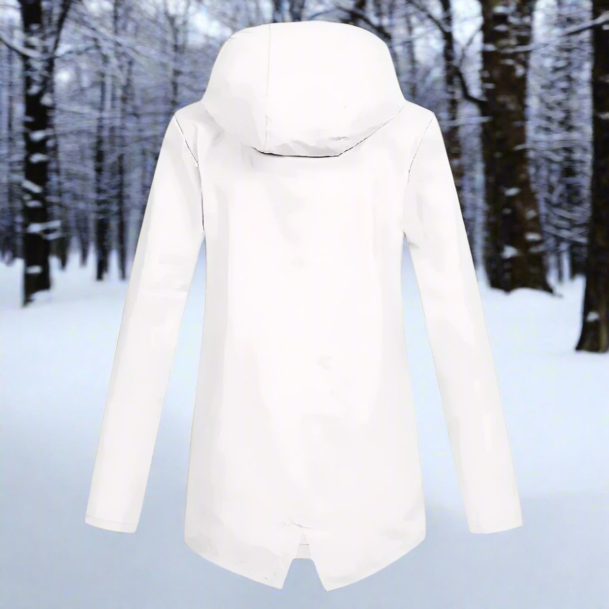 Effortless Rain Jacket for Women Hooded Zip-Up Longline