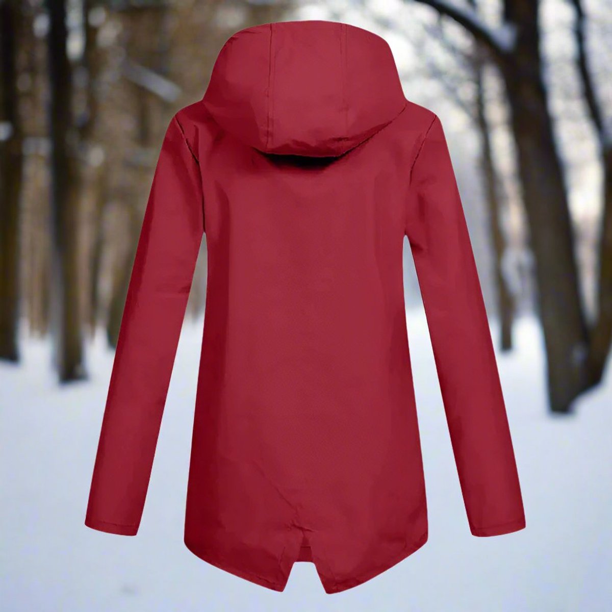 Effortless Rain Jacket for Women Hooded Zip-Up Longline