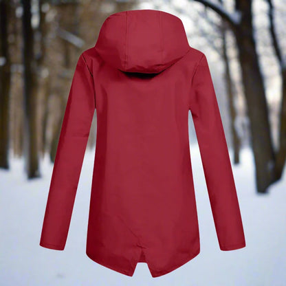 Effortless Rain Jacket for Women Hooded Zip-Up Longline