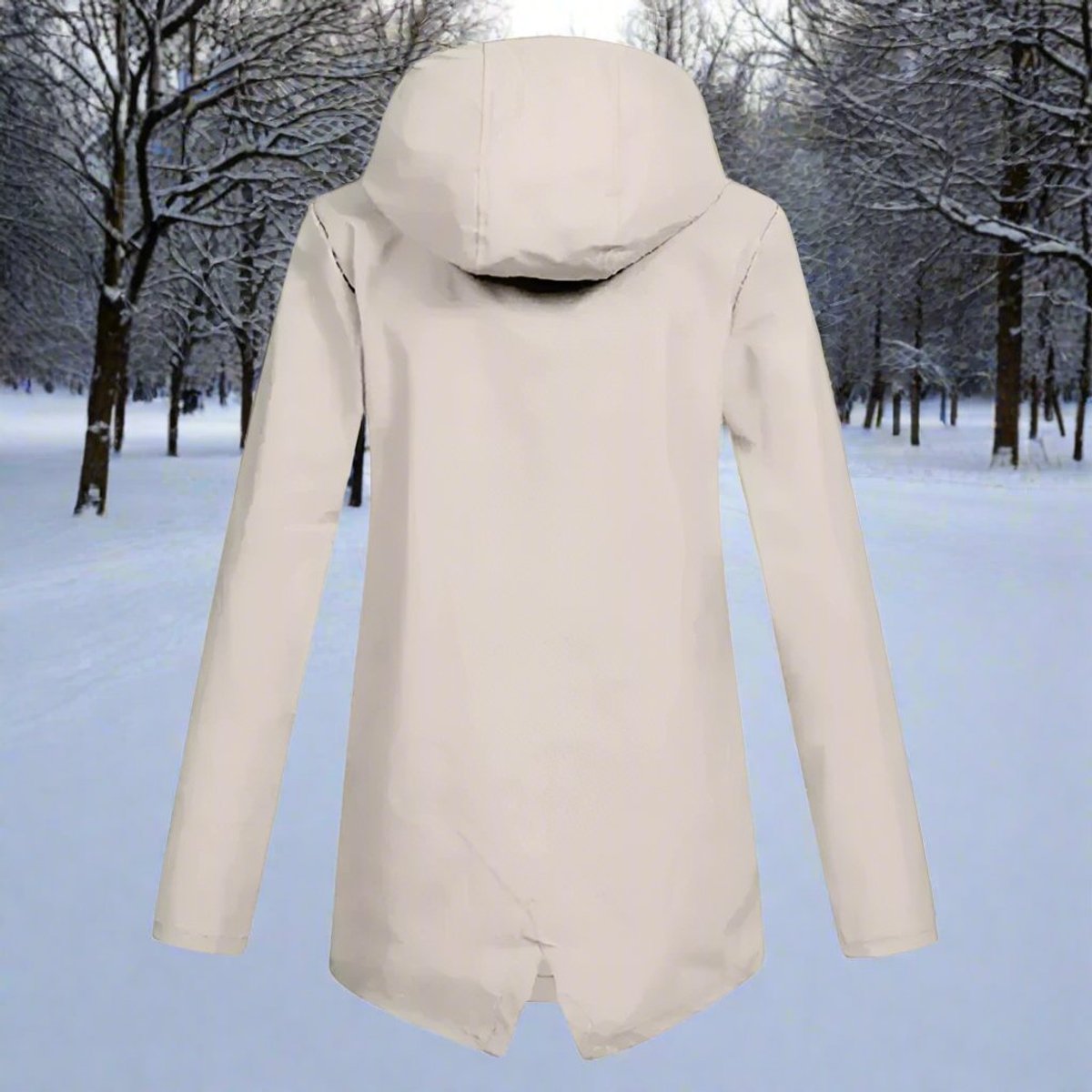 Effortless Rain Jacket for Women Hooded Zip-Up Longline