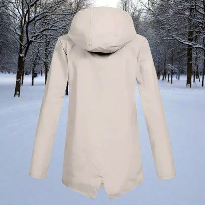 Effortless Rain Jacket for Women Hooded Zip-Up Longline