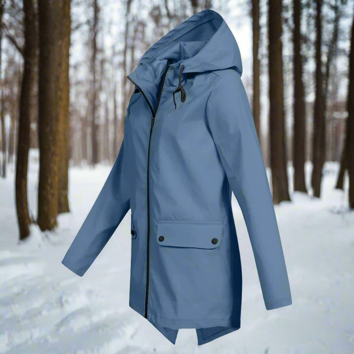 Effortless Rain Jacket for Women Hooded Zip-Up Longline