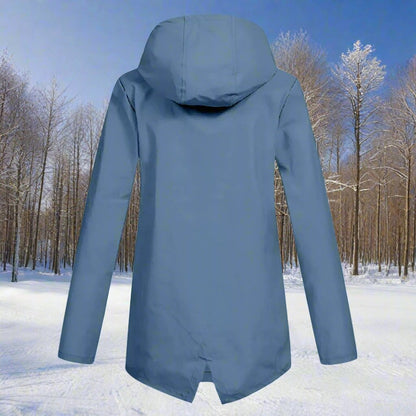 Effortless Rain Jacket for Women Hooded Zip-Up Longline