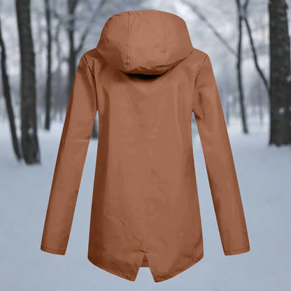 Effortless Rain Jacket for Women Hooded Zip-Up Longline