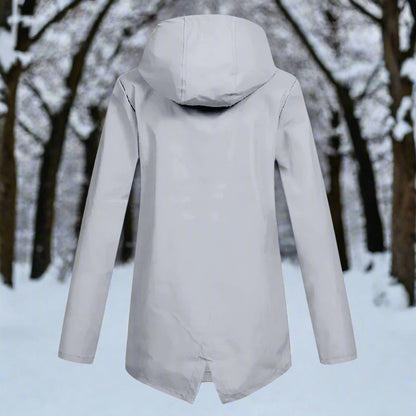 Effortless Rain Jacket for Women Hooded Zip-Up Longline