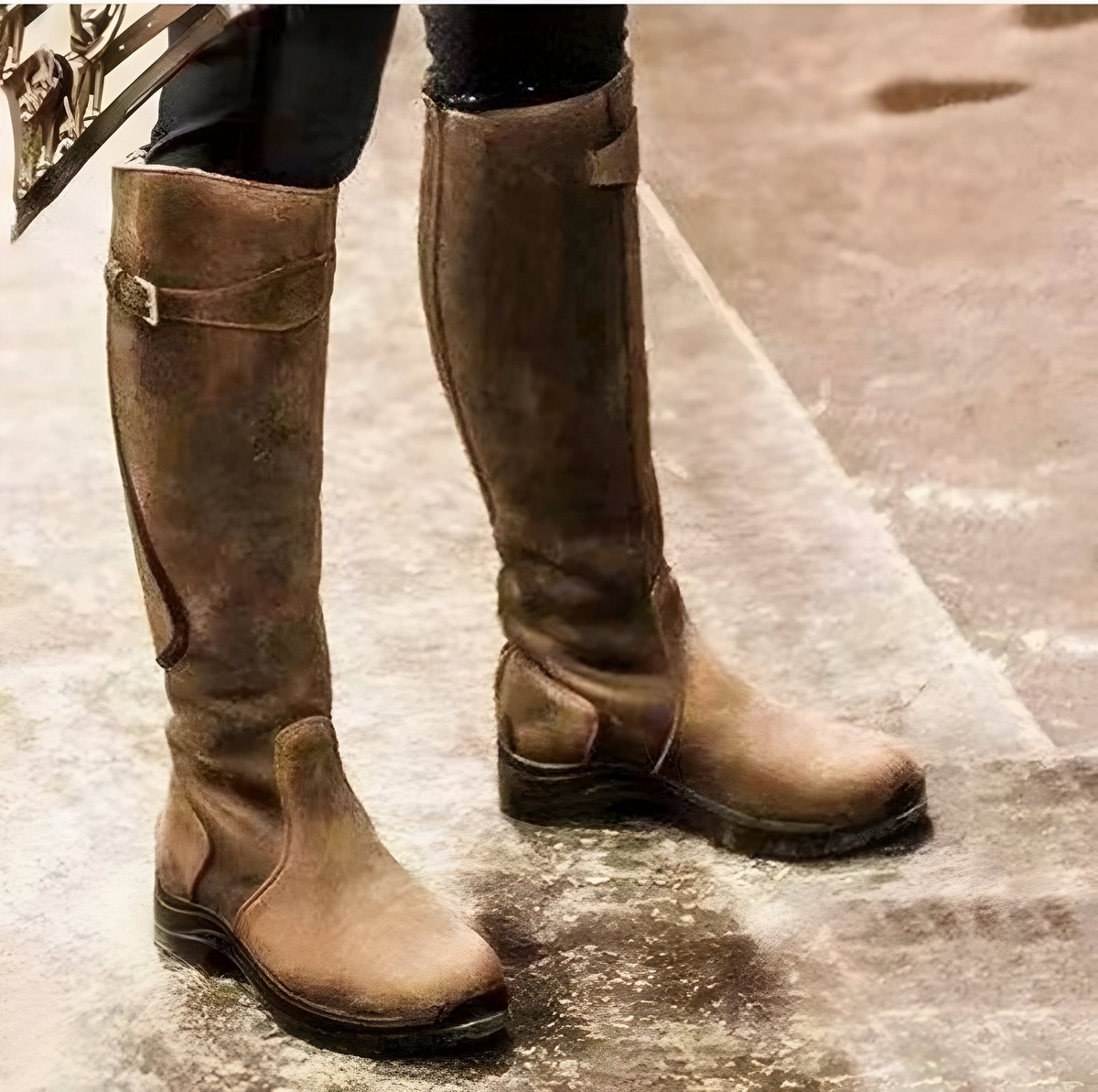 Comfortable Knee-High Boots for Women Waterproof Buckle-Strap