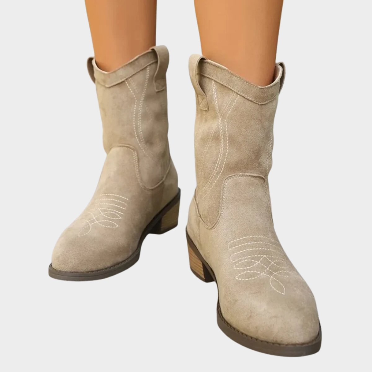 Comfortable Ankle Boots for Women Western Embroidered Mid-Calf