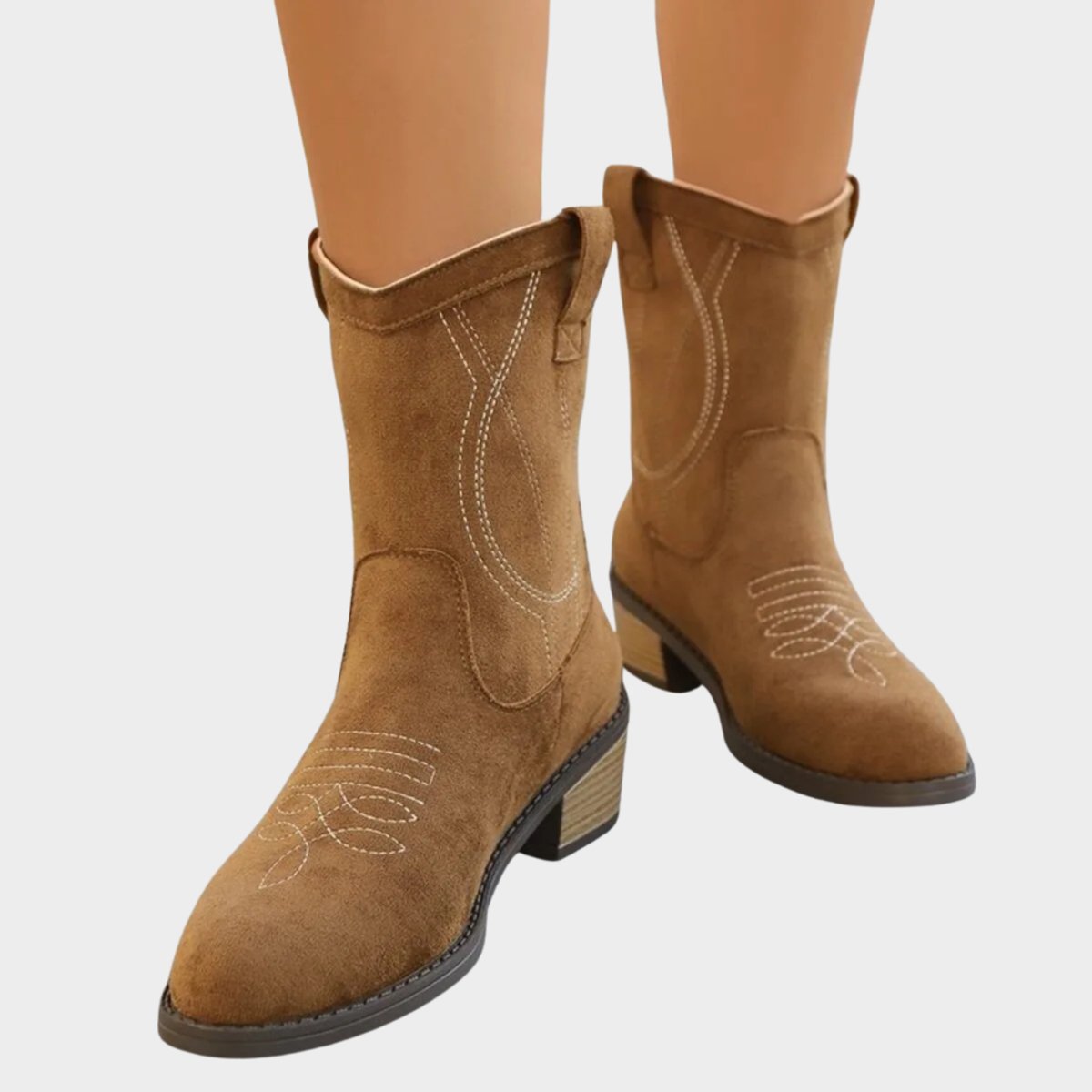 Comfortable Ankle Boots for Women Western Embroidered Mid-Calf